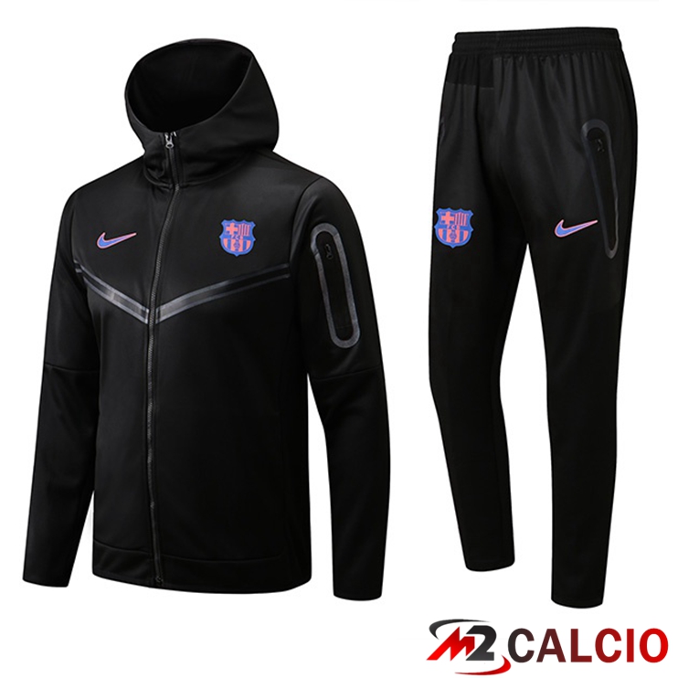 Maglie Calcio Personalizzate,Tute Calcio Squadre,Maglia Nazionale Italiana Calcio | Insieme Giacca Con Cappuccio Tuta FC Barcellona Nero 2022/2023