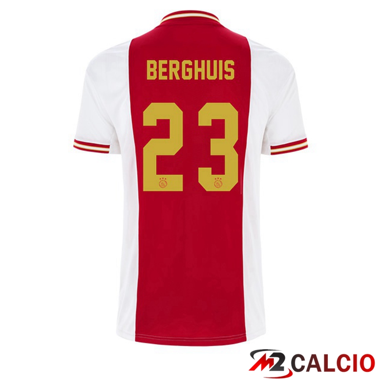 Maglie Calcio Personalizzate,Tute Calcio Squadre,Maglia Nazionale Italiana Calcio | Maglie Calcio AFC Ajax (Berghuis 23) Prima Bianco Rosso 2022/2023