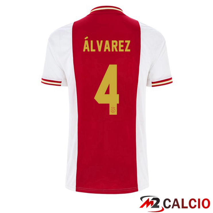 Maglie Calcio Personalizzate,Tute Calcio Squadre,Maglia Nazionale Italiana Calcio | Maglie Calcio AFC Ajax (Álvarez 4) Prima Bianco Rosso 2022/2023