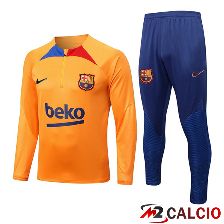 Maglie Calcio Personalizzate,Tute Calcio Squadre,Maglia Nazionale Italiana Calcio | Insieme Tuta Calcio FC Barcellona Arancia 2022/2023