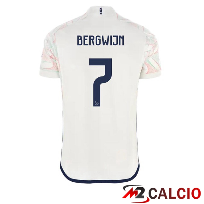 Maglie Calcio Personalizzate,Tute Calcio Squadre,Maglia Nazionale Italiana Calcio | Maglie Calcio AFC Ajax (Bergwijn 7) Seconda Bianco 2023/2024