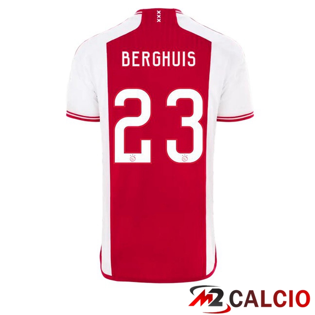 Maglie Calcio Personalizzate,Tute Calcio Squadre,Maglia Nazionale Italiana Calcio | Maglie Calcio AFC Ajax (Berghuis 23) Prima Rosso Bianco 2023/2024