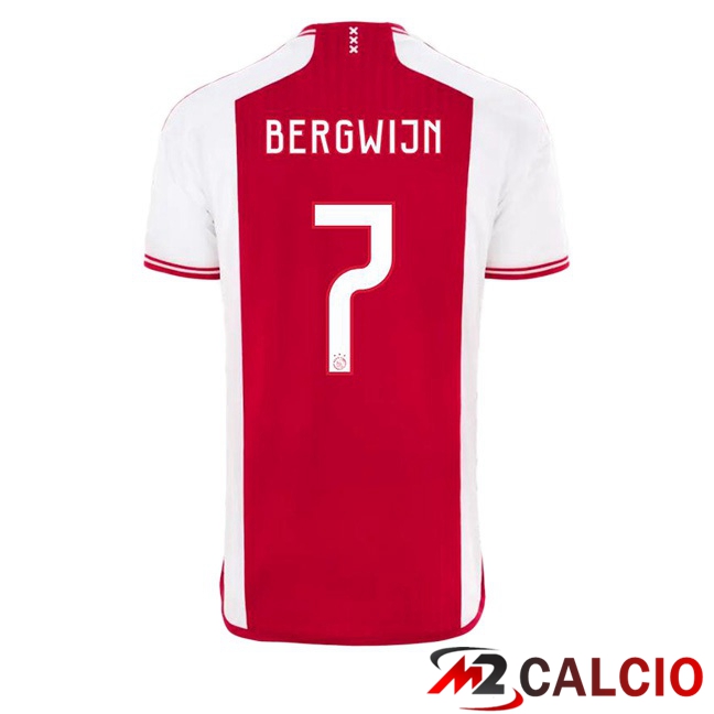 Maglie Calcio Personalizzate,Tute Calcio Squadre,Maglia Nazionale Italiana Calcio | Maglie Calcio AFC Ajax (Bergwijn 7) Prima Rosso Bianco 2023/2024