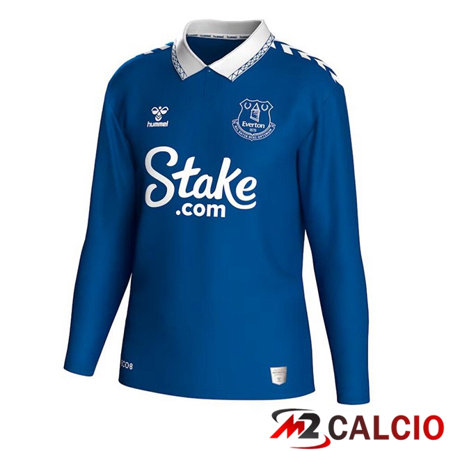 Maglie Calcio Personalizzate,Tute Calcio Squadre,Maglia Nazionale Italiana Calcio | Maglie Calcio Everton Prima Manica Lunga Blu 2023/2024