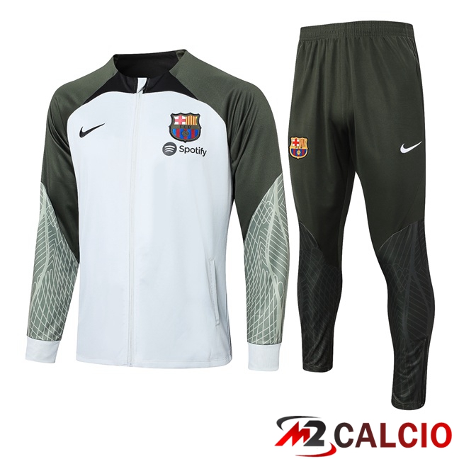 Maglie Calcio Personalizzate,Tute Calcio Squadre,Maglia Nazionale Italiana Calcio | Insieme Tuta Calcio - Giacca FC Barcellona Bianco Verde 2023/2024