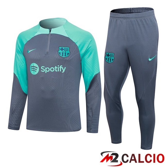 Maglie Calcio Personalizzate,Tute Calcio Squadre,Maglia Nazionale Italiana Calcio | Insieme Tuta Calcio FC Barcellona Grigio Verde 2023/2024