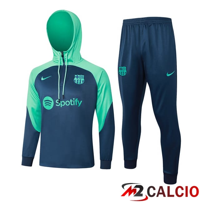Maglie Calcio Personalizzate,Tute Calcio Squadre,Maglia Nazionale Italiana Calcio | Tuta Calcio - Felpa Con Cappuccio FC Barcellona Verde Blu 2024/2025