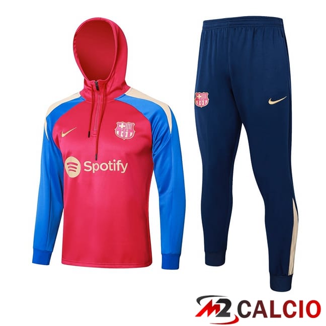 Maglie Calcio Personalizzate,Tute Calcio Squadre,Maglia Nazionale Italiana Calcio | Tuta Calcio - Felpa Con Cappuccio FC Barcellona Rosso 2024/2025