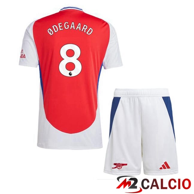 Maglie Calcio Personalizzate,Tute Calcio Squadre,Maglia Nazionale Italiana Calcio | Maglie Calcio Arsenal (ØDEGAARD 8) Bambino Prima Rosso Bianco 2024/2025
