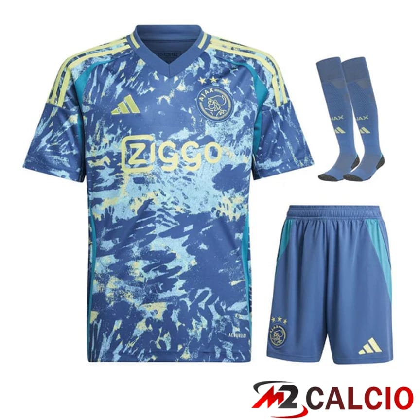 Maglie Calcio Personalizzate,Tute Calcio Squadre,Maglia Nazionale Italiana Calcio | Insieme Maglie Calcio AFC Ajax Seconda (Pantaloncini + Calzini) 2024/2025