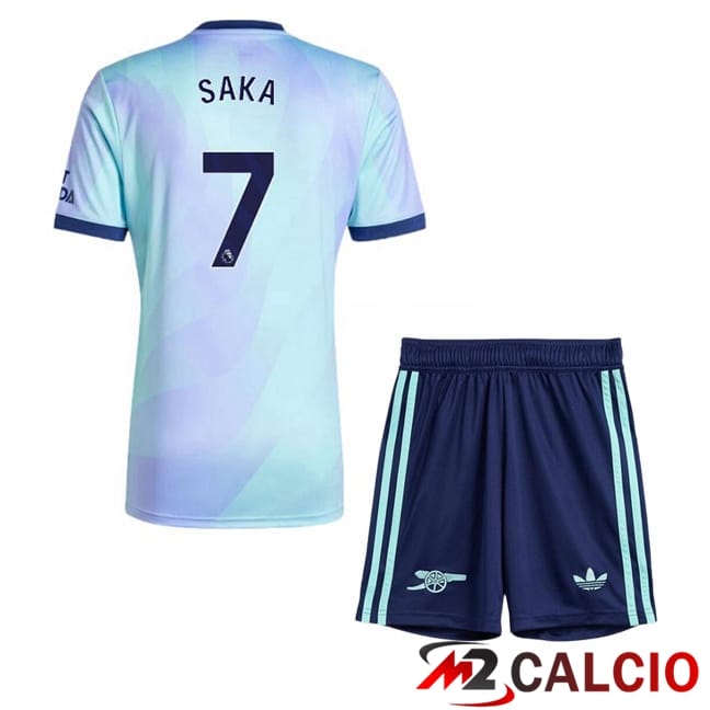Maglie Calcio Personalizzate,Tute Calcio Squadre,Maglia Nazionale Italiana Calcio | Maglie Calcio Arsenal (SAKA 7) Bambino Terza Blu 2024/2025