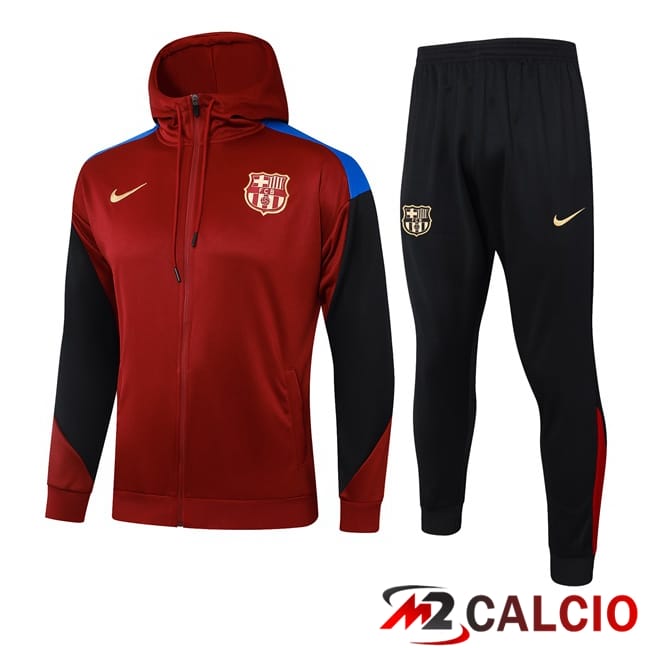 Maglie Calcio Personalizzate,Tute Calcio Squadre,Maglia Nazionale Italiana Calcio | Tuta Calcio - Felpa Con Cappuccio FC Barcellona Rosso 2024/2025