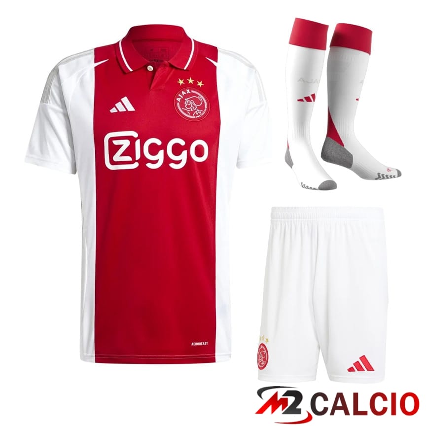 Maglie Calcio Personalizzate,Tute Calcio Squadre,Maglia Nazionale Italiana Calcio | Insieme Maglie Calcio AFC Ajax Seconda (Pantaloncini + Calzini) 2024/2025