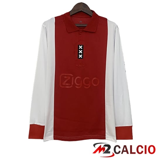 Maglie Calcio Personalizzate,Tute Calcio Squadre,Maglia Nazionale Italiana Calcio | Maglie Calcio Ajax Commemorative Edition Manica Lunga Rosso/Bianco 2025/2026