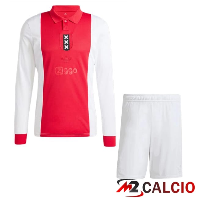 Maglie Calcio Personalizzate,Tute Calcio Squadre,Maglia Nazionale Italiana Calcio | Maglie Calcio AFC Ajax Bambino Edizione 125° anniversario Manica Lunga Rosso Bianco