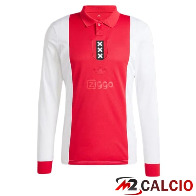 Maglie Calcio Personalizzate,Tute Calcio Squadre,Maglia Nazionale Italiana Calcio | Maglie Calcio AFC Ajax Edizione 125° anniversario Manica Lunga Rosso Bianco