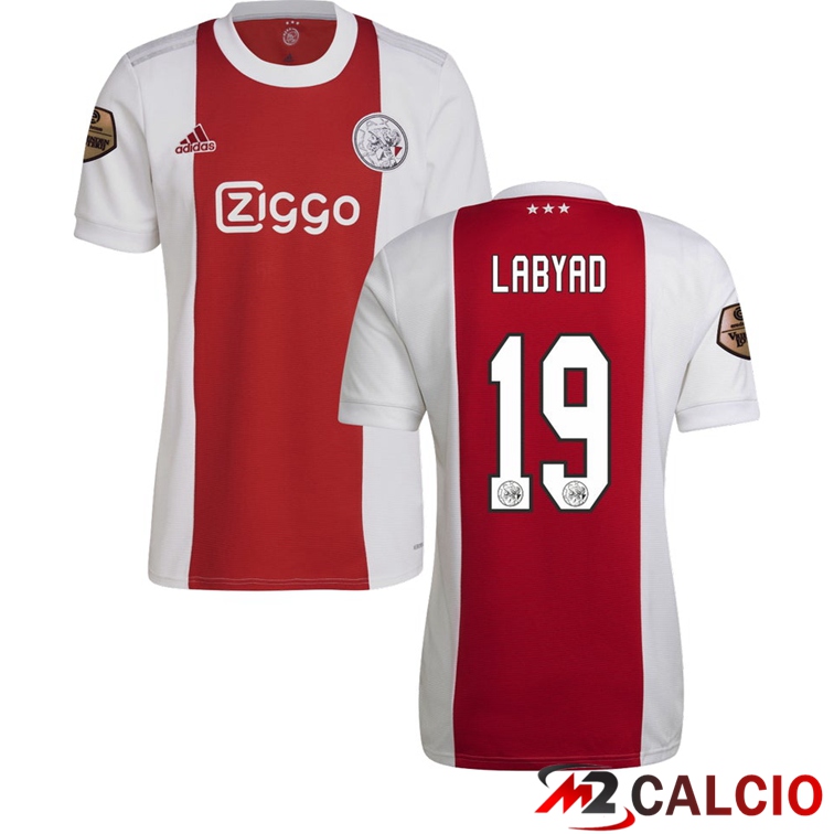 Maglie Calcio Personalizzate,Tute Calcio Squadre,Maglia Nazionale Italiana Calcio | Maglia AFC Ajax（LABYAD 19）Prima Rosso/Bianco 2021/2022
