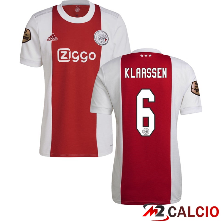 Maglie Calcio Personalizzate,Tute Calcio Squadre,Maglia Nazionale Italiana Calcio | Maglia AFC Ajax（KLAASSEN 6）Prima Rosso/Bianco 2021/2022