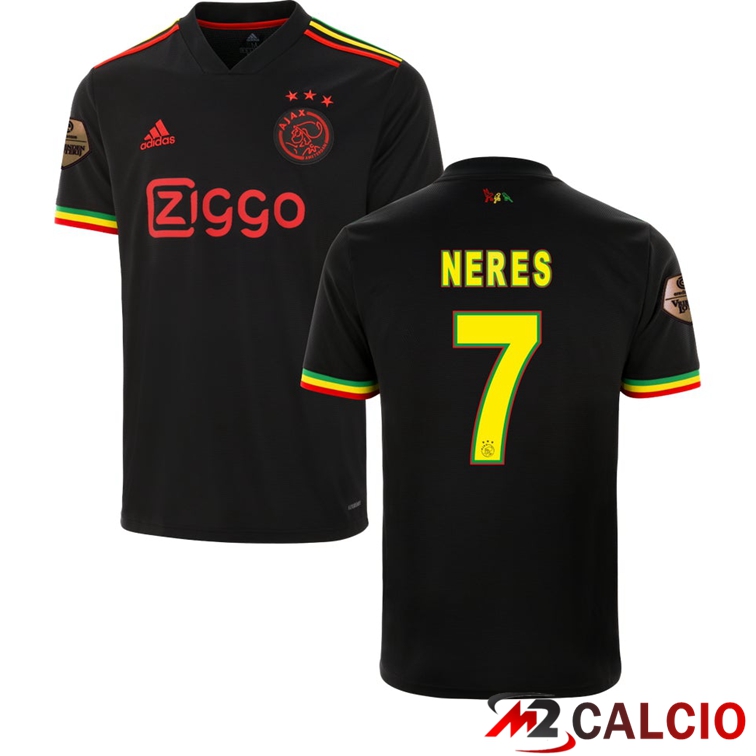 Maglie Calcio Personalizzate,Tute Calcio Squadre,Maglia Nazionale Italiana Calcio | Maglia AFC Ajax（NERES 7）Terza Nero 2021/2022