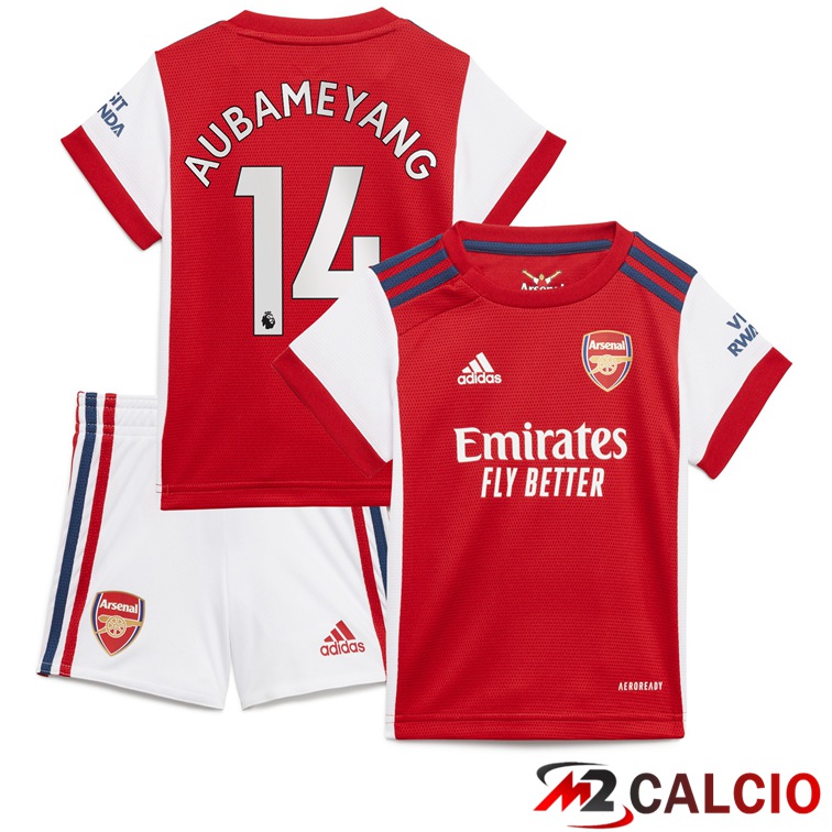 Maglie Calcio Personalizzate,Tute Calcio Squadre,Maglia Nazionale Italiana Calcio | Maglia FC Arsenal (AUBAMEYANG 14) Bambino Prima Rosso/Bianco 2021/2022