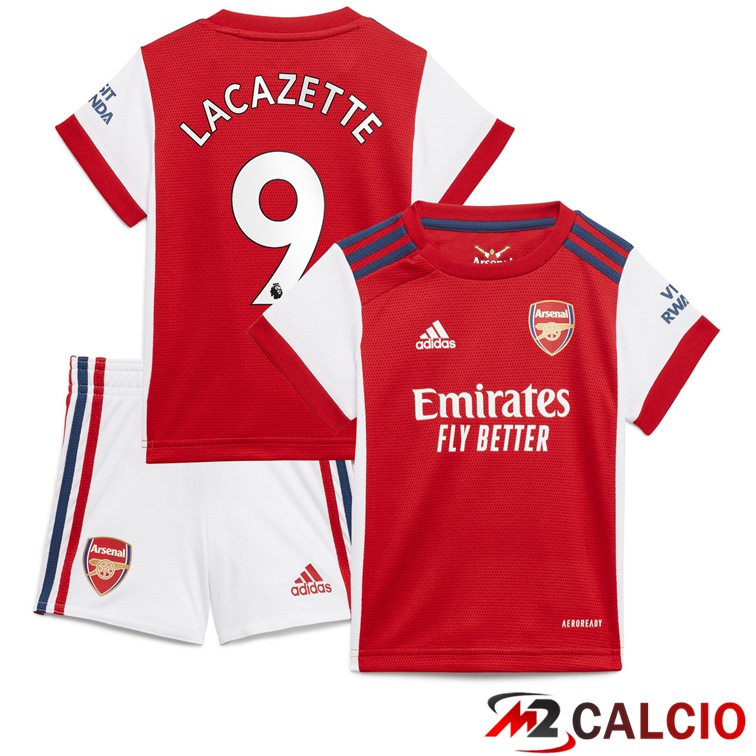 Maglie Calcio Personalizzate,Tute Calcio Squadre,Maglia Nazionale Italiana Calcio | Maglia FC Arsenal (LACAZETTE 9) Bambino Prima Rosso/Bianco 2021/2022