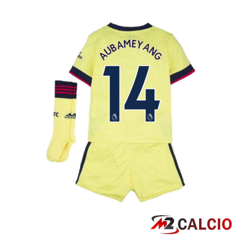 Maglie Calcio Personalizzate,Tute Calcio Squadre,Maglia Nazionale Italiana Calcio | Maglia FC Arsenal (AUBAMEYANG 14) Bambino Seconda Giallo 2021/2022