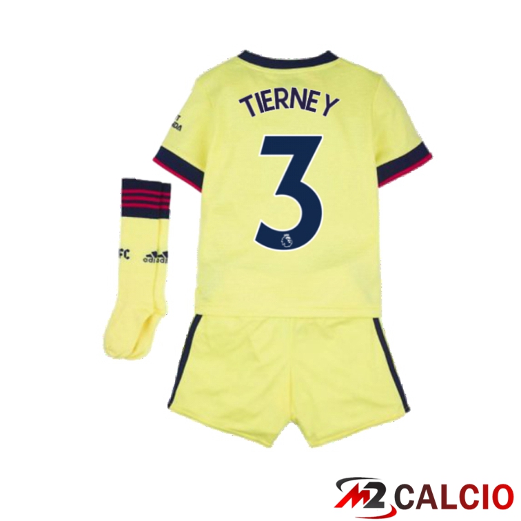 Maglie Calcio Personalizzate,Tute Calcio Squadre,Maglia Nazionale Italiana Calcio | Maglia FC Arsenal (KIERAN TIERNEY 3) Bambino Seconda Giallo 2021/2022