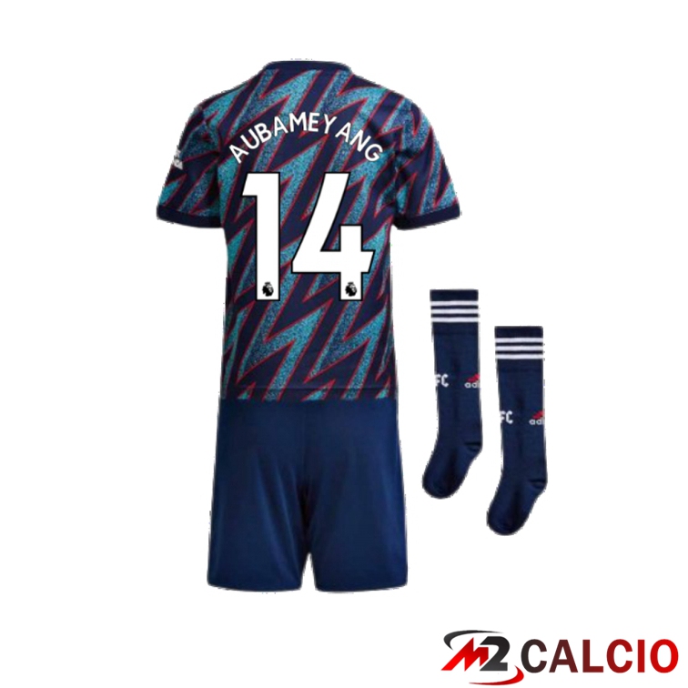 Maglie Calcio Personalizzate,Tute Calcio Squadre,Maglia Nazionale Italiana Calcio | Maglia FC Arsenal (AUBAMEYANG 14) Bambino Terza Blu 2021/2022