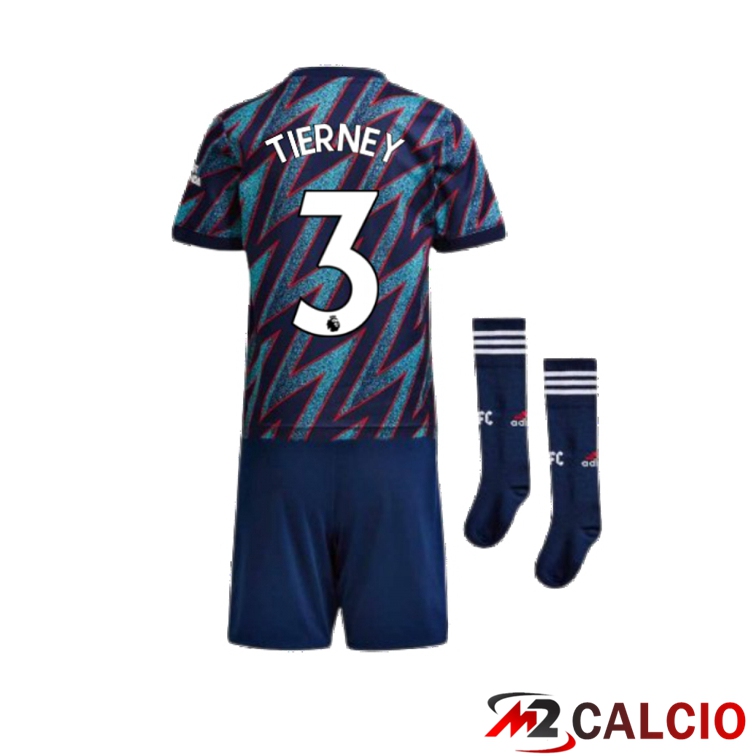 Maglie Calcio Personalizzate,Tute Calcio Squadre,Maglia Nazionale Italiana Calcio | Maglia FC Arsenal (KIERAN TIERNEY 3) Bambino Terza Blu 2021/2022