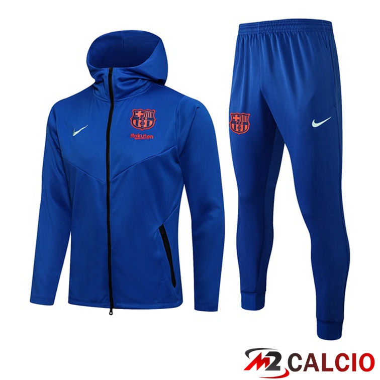 Maglie Calcio Personalizzate,Tute Calcio Squadre,Maglia Nazionale Italiana Calcio | Giacca Con Cappuccio Tuta FC Barcellona Blu 2021/2022