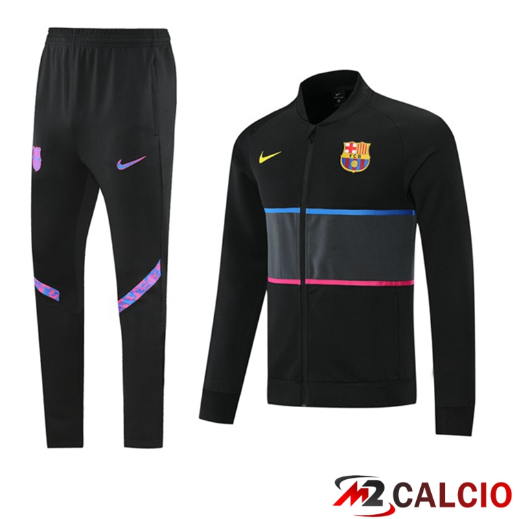 Maglie Calcio Personalizzate,Tute Calcio Squadre,Maglia Nazionale Italiana Calcio | Insieme Tuta Calcio - Giacca FC Barcellona Nero 2021/2022