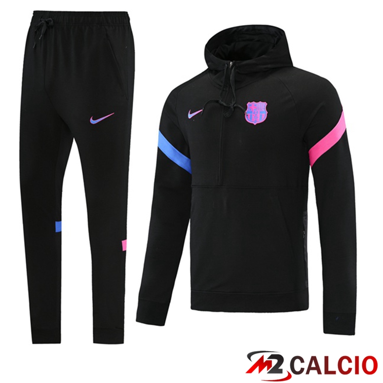 Maglie Calcio Personalizzate,Tute Calcio Squadre,Maglia Nazionale Italiana Calcio | Giacca Con Cappuccio Tuta FC Barcellona Nero 2021/2022