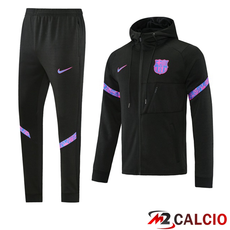 Maglie Calcio Personalizzate,Tute Calcio Squadre,Maglia Nazionale Italiana Calcio | Giacca Con Cappuccio Tuta FC Barcellona Nero 2021/2022