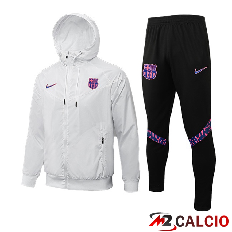 Maglie Calcio Personalizzate,Tute Calcio Squadre,Maglia Nazionale Italiana Calcio | Giacca Con Cappuccio Tuta FC Barcellona Bianco 2021/2022