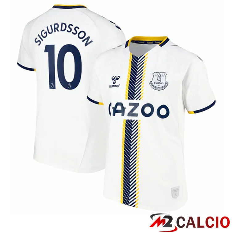 Maglie Calcio Personalizzate,Tute Calcio Squadre,Maglia Nazionale Italiana Calcio | Maglia FC Everton (Sigurdsson 10) Terza Bianco 2021/22