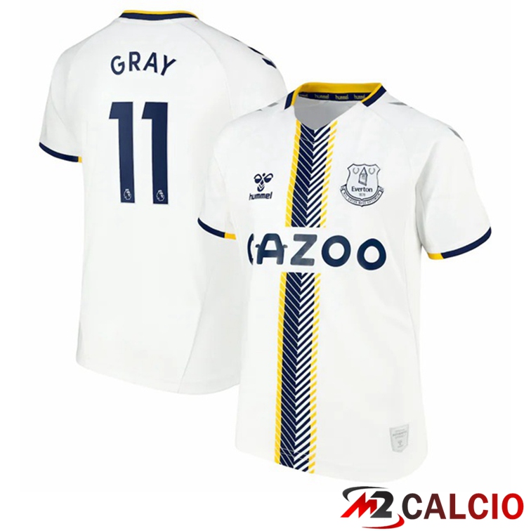 Maglie Calcio Personalizzate,Tute Calcio Squadre,Maglia Nazionale Italiana Calcio | Maglia FC Everton (Gray 11) Terza Bianco 2021/22