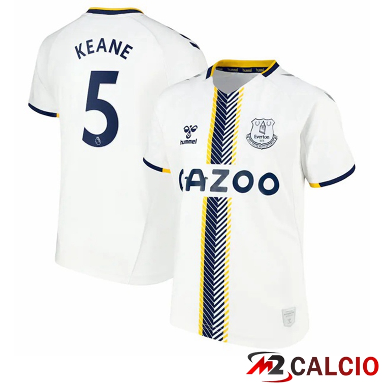 Maglie Calcio Personalizzate,Tute Calcio Squadre,Maglia Nazionale Italiana Calcio | Maglia FC Everton (Keane 5) Terza Bianco 2021/22