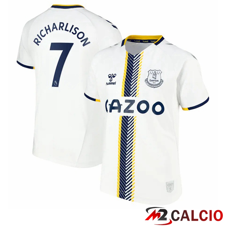 Maglie Calcio Personalizzate,Tute Calcio Squadre,Maglia Nazionale Italiana Calcio | Maglia FC Everton (Richarlison 7) Terza Bianco 2021/22