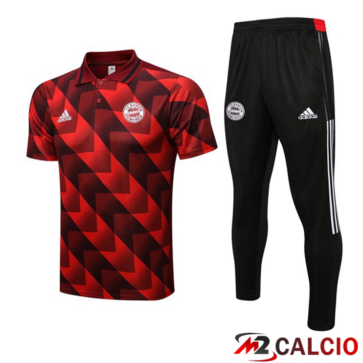 Maglie Calcio Personalizzate,Tute Calcio Squadre,Maglia Nazionale Italiana Calcio | Kit Maglia Polo Bayern Monaco + Pantaloni Rosso 2022/2023