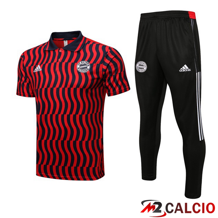 Maglie Calcio Personalizzate,Tute Calcio Squadre,Maglia Nazionale Italiana Calcio | Kit Maglia Polo Bayern Monaco + Pantaloni Rosso 2022/2023