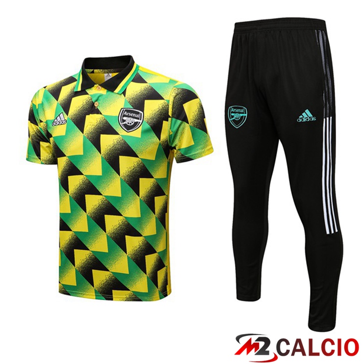 Maglie Calcio Personalizzate,Tute Calcio Squadre,Maglia Nazionale Italiana Calcio | Kit Maglia Polo Arsenal + Pantaloni Verde Nero 2022/2023