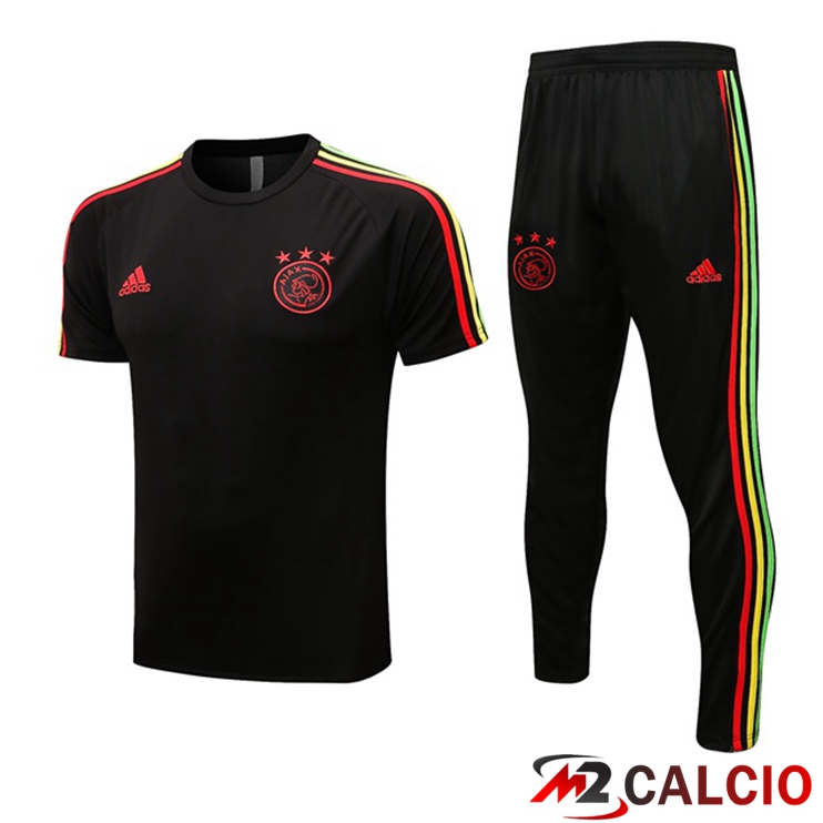 Maglie Calcio Personalizzate,Tute Calcio Squadre,Maglia Nazionale Italiana Calcio | Insieme T Shirt Allenamento AFC Ajax + Pantaloni Nero 2022/2023