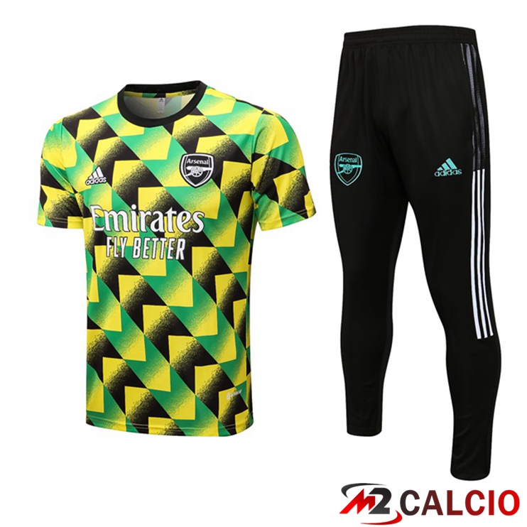 Maglie Calcio Personalizzate,Tute Calcio Squadre,Maglia Nazionale Italiana Calcio | Insieme T Shirt Allenamento Arsenal + Pantaloni Verde Nero 2022/2023