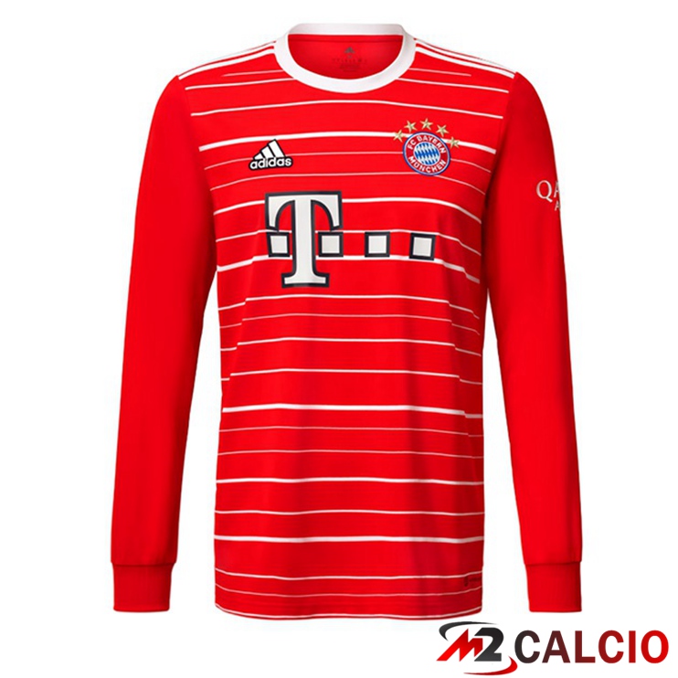Maglie Calcio Personalizzate,Tute Calcio Squadre,Maglia Nazionale Italiana Calcio | Maglie Calcio Bayern Monaco Prima Manica Lunga Rosso 2022/2023