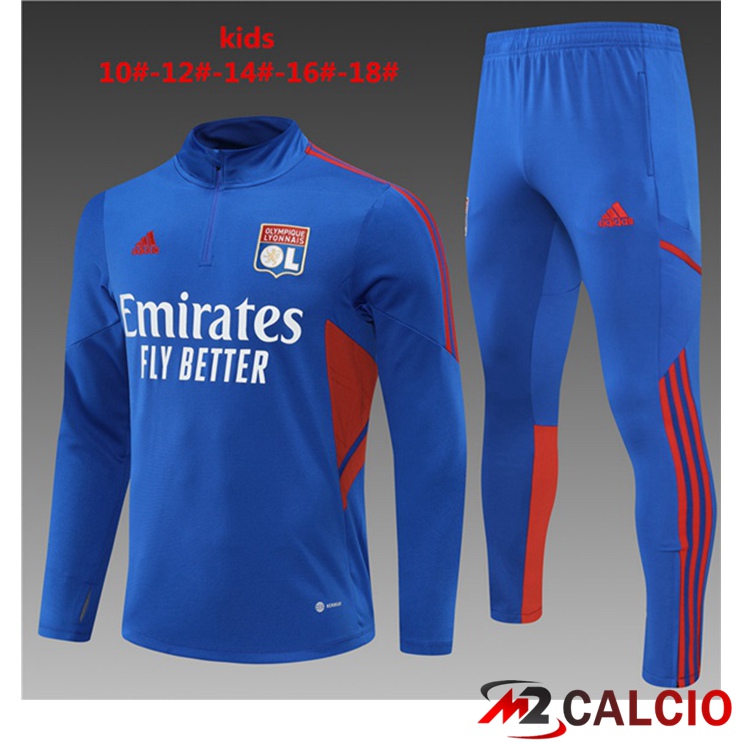 Maglie Calcio Personalizzate,Tute Calcio Squadre,Maglia Nazionale Italiana Calcio | Insieme Tuta Calcio Lyon OL Bambino Blu 2022/2023