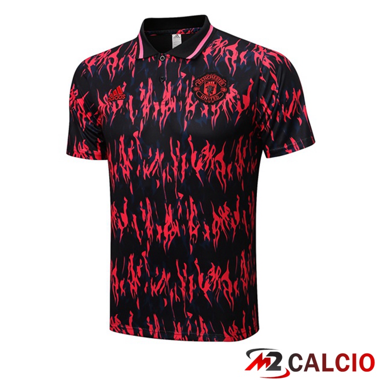 Maglie Calcio Personalizzate,Tute Calcio Squadre,Maglia Nazionale Italiana Calcio | Maglia Polo Manchester United Nero Rosso 2022/2023