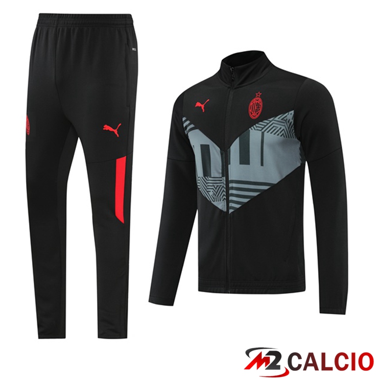 Maglie Calcio Personalizzate,Tute Calcio Squadre,Maglia Nazionale Italiana Calcio | Insieme Tuta Calcio - Giacca AC Milan Nero 2022/2023
