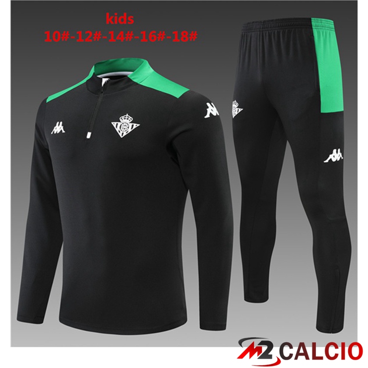 Maglie Calcio Personalizzate,Tute Calcio Squadre,Maglia Nazionale Italiana Calcio | Insieme Tuta Calcio Real Betis Bambino Nero 2022/2023
