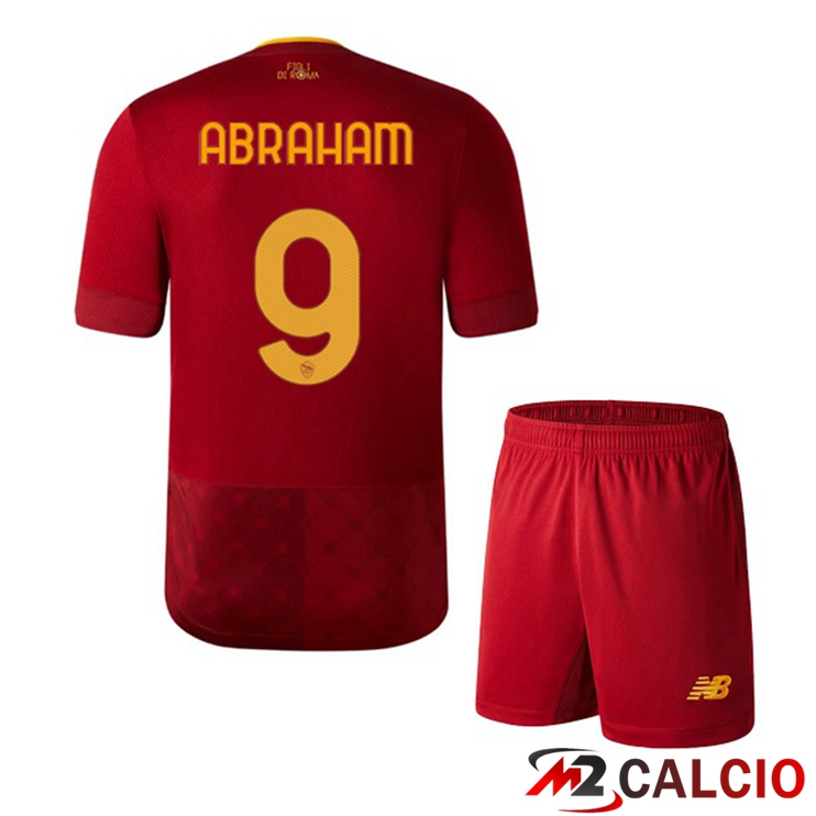 Maglie Calcio Personalizzate,Tute Calcio Squadre,Maglia Nazionale Italiana Calcio | Maglie Calcio AS Roma (ABRAHAM 9) Bambino Prima Rosso 2022/2023