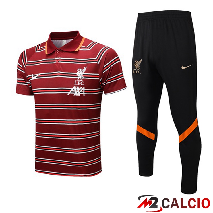 Maglie Calcio Personalizzate,Tute Calcio Squadre,Maglia Nazionale Italiana Calcio | Kit Maglia Polo FC Liverpool + Pantaloni Rosso 2022/2023
